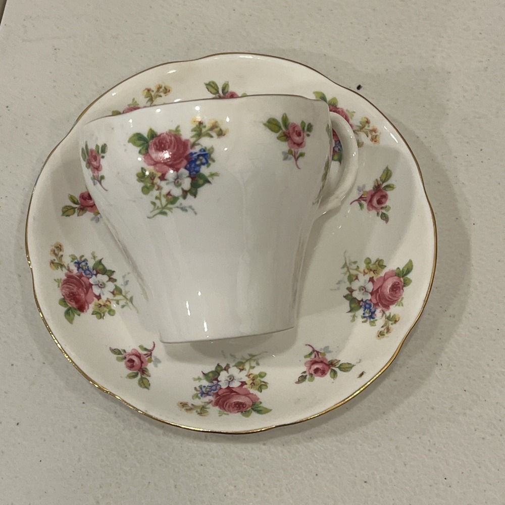 Adderley English Teacup Fine Bone China Teacup & Saucer Flowers Signed EUC